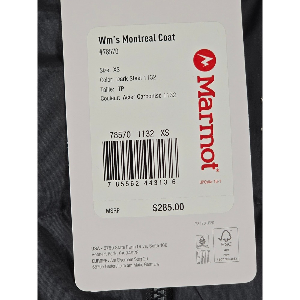 Marmot Montreal Coat Womens Size XS‎ Dark Steel Gray 700 Fill Down Puffer Parka - Picture 2 of 12